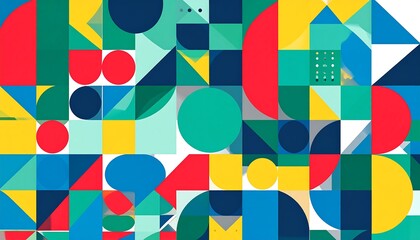 Colorful Geometric Shapes Abstract Art Design