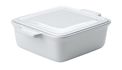 Square white ceramic lidded casserole dish