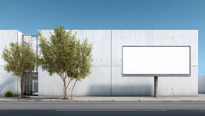 Fototapeta premium Blank billboard against a modern concrete building