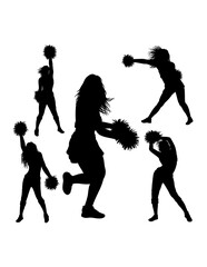 Cheerleader performance supporter sport silhouette, female dancer gesture pose