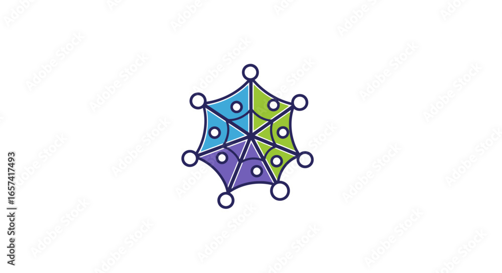 Poster modern abstract logo design interconnected network collaboration and global connectivity solution
