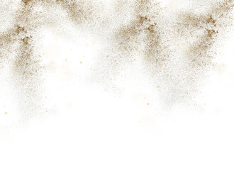 Christmas new year gold dust particles and snowflakes on transparent background