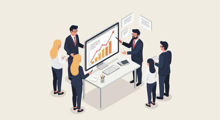 Business Team Analyzing Financial Data on Screen.