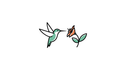 hummingbird and flower elegant line art logo for nature wellness or ecofriendly businesses seeking a symbol of harmony and growth