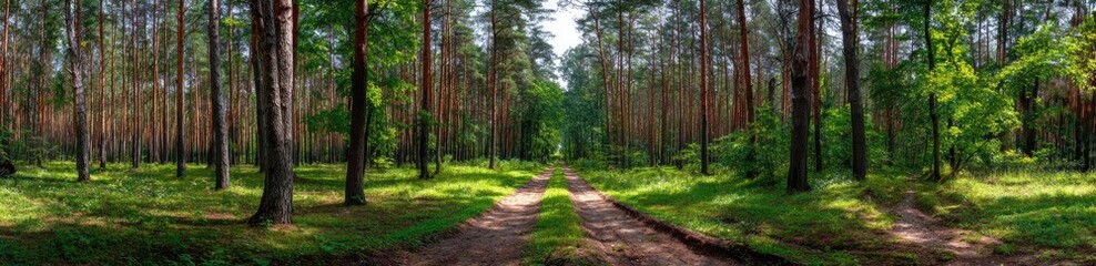 Naklejka premium Forest Scenery with Tall Trees