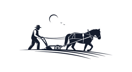 horsedrawn plowman rustic charm logo for agriculture farming and countryside businesses