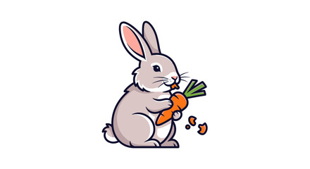 adorable bunny rabbit enjoying a crunchy carrot perfect logo for organic food pet products childrens brands and easter designs