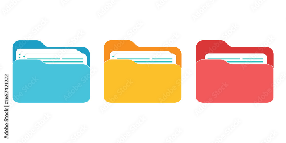 Aufkleber computer file folder icons set. colorful document folders. office folder icons with documents. folde