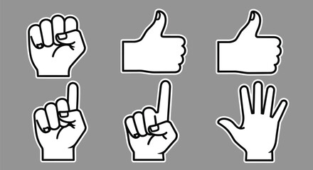 Black and White Hand Gestures - Outline Design Icons