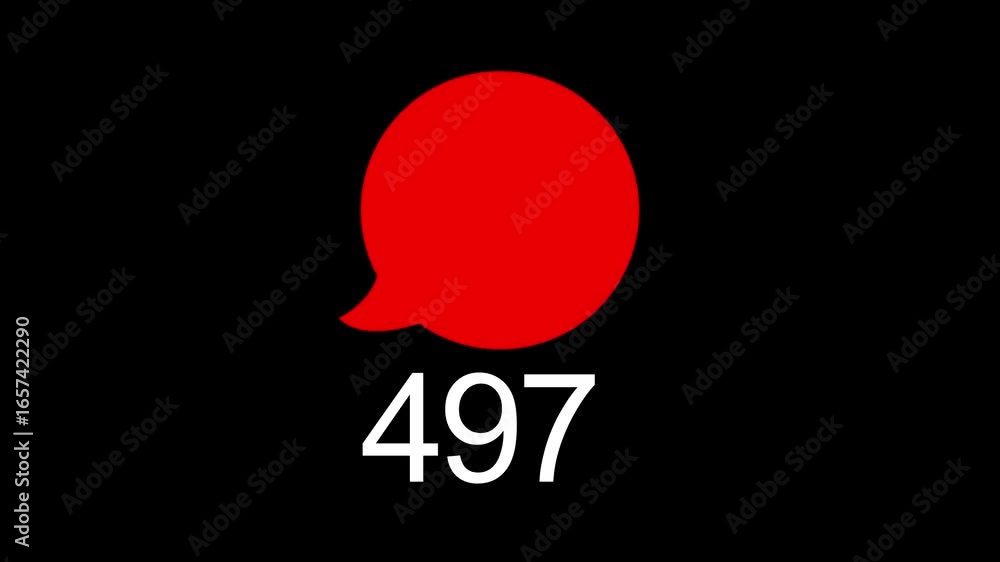 Aufkleber animation of growing comment reaction number dynamic 4k incoming comments, chats, notification anima