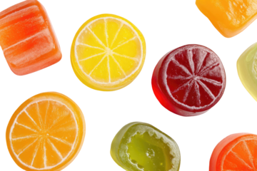 Assorted colorful fruit-shaped candies