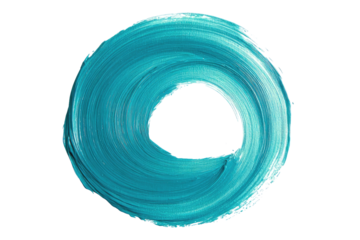 Teal circular brushstroke with a hole in the center