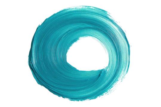 Teal circular brushstroke with a hole in the center