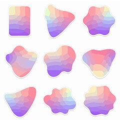 Vibrant abstract pastel gradient mosaic shapes collection with white borders, perfect for modern graphic design elements.