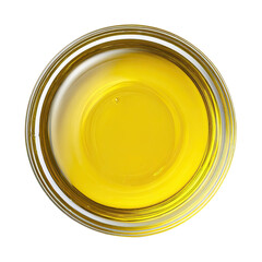 Top-down view of yellow liquid in glass jar