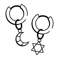 A doodle style icon showing tarot earrings
