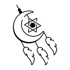 A sketchy style icon depicting dreamcatcher
