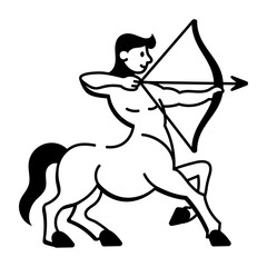 A sketchy style icon depicting sagittarius
