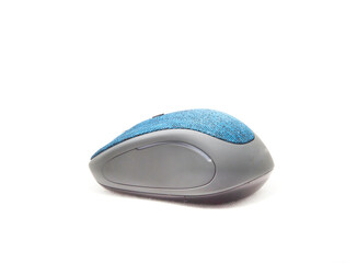 Isolated on a white background, a blue wireless computer mouse, a vital piece of technology...