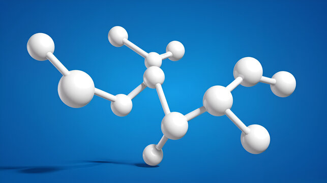 Linagliptin molecular structure isolated on blue