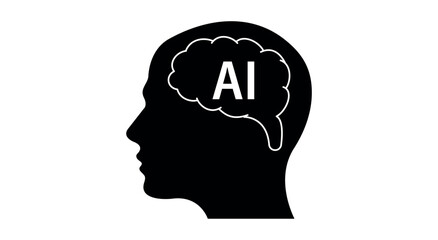 AI Brain Inside Human Head – Artificial Intelligence and Neural Network Concept Vector