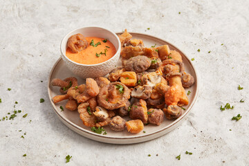Breaded mushrooms with dip sauce