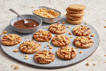 Oat cookies with coconut and caramel