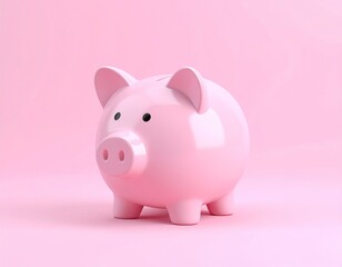 A pink piggy bank on a clean pink background symbolizes financial savings and future investment