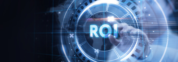 ROI Return on investment financial growth concept. Business, Technology, Internet and network concept.