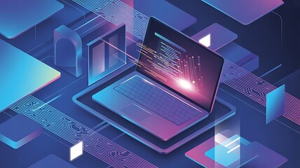 Futuristic digital data flow and technology abstract