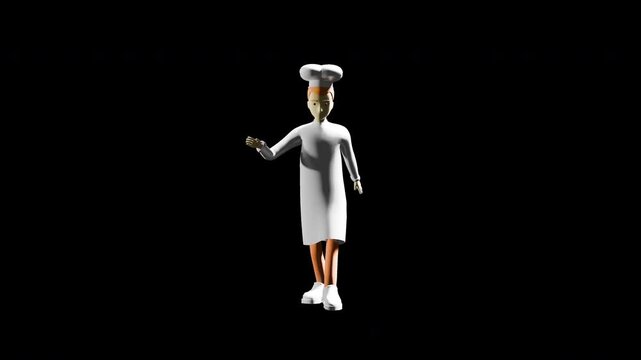 3d render chef dancing house. hip-hop dancing. prores 4444