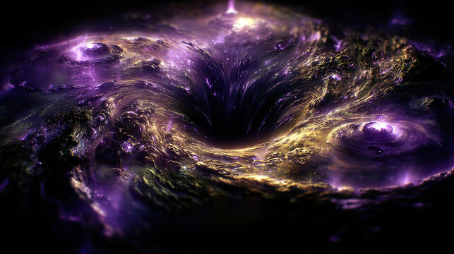  Minimal enigmatic illustration of space vortex and void, surreal dark digital art with purple hues and cinematic texture