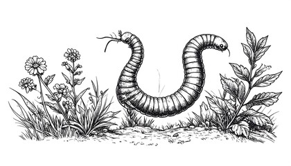 Centipede emerging from garden ground