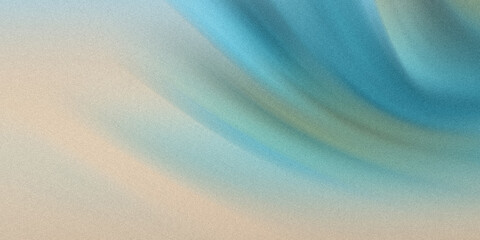 A softly blurred abstract background features a gradient of beige and blue hues creating a gentle, wavelike motion