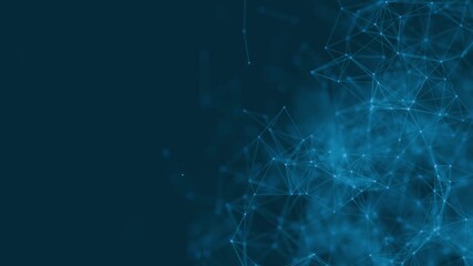digital background of particles motion connected by geometry, abstract visualization of scientific technologies and big data, looping animation - Powered by Adobe