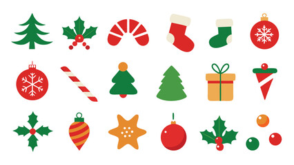 Festive Christmas Icons and Ornaments Collection for Holiday Season Designs