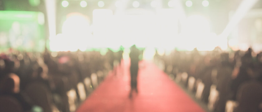 Disfocus of the red carpet in the award ceremony theme creative. background for success business concept
