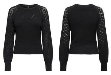 Knitted sweater for woman isolated on white, top view