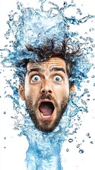 Surprised Man in Water Splash
