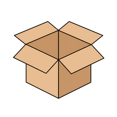 Open Cardboard Box with Flaps Spread Out Empty in White Background