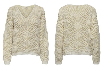 Knitted sweater for woman isolated on white, top view