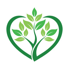 Green Tree Heart Logo &ndash; Eco Nature Vector Design