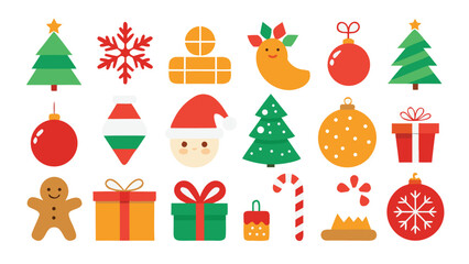 Festive Christmas Icon Set Holiday Decorations and Seasonal Elements