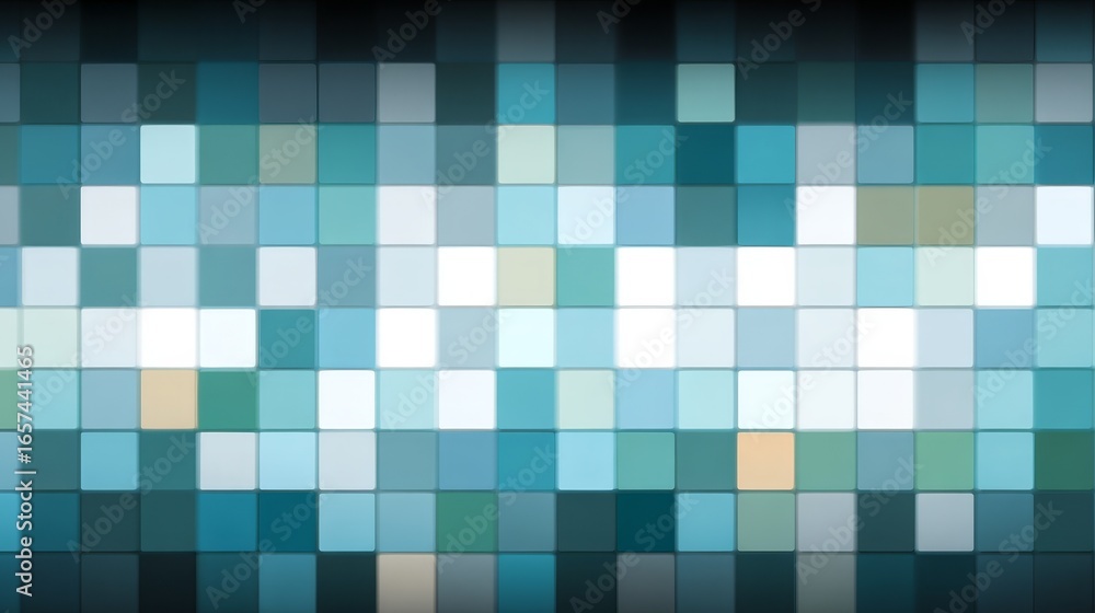 Poster vibrant abstract geometric background with a dynamic pattern of overlapping squares creating a sense