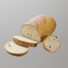 Freshly sliced loaf of artisan bread