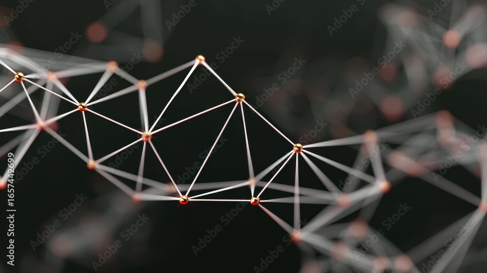 Poster abstract digital background featuring a complex network of interconnected lines and nodes representi