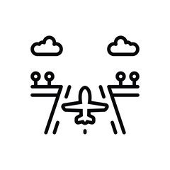 Black line icon for runway