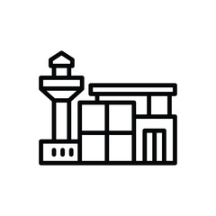 Black line icon for aerodrome