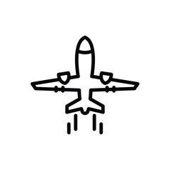 Black line icon for aeroplane