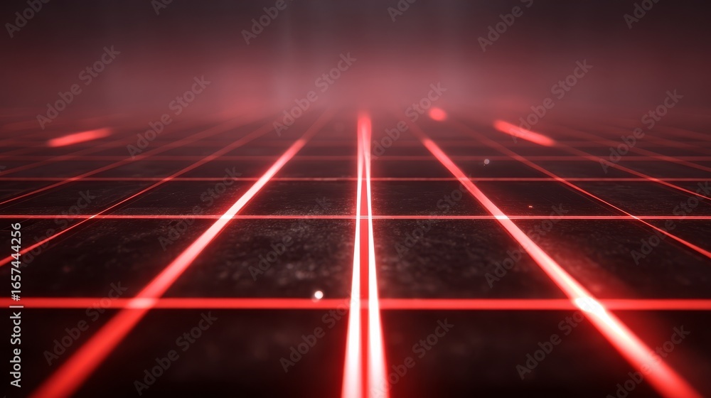 Poster abstract motion graphic featuring a single vibrant red light streak moving with dynamic speed across